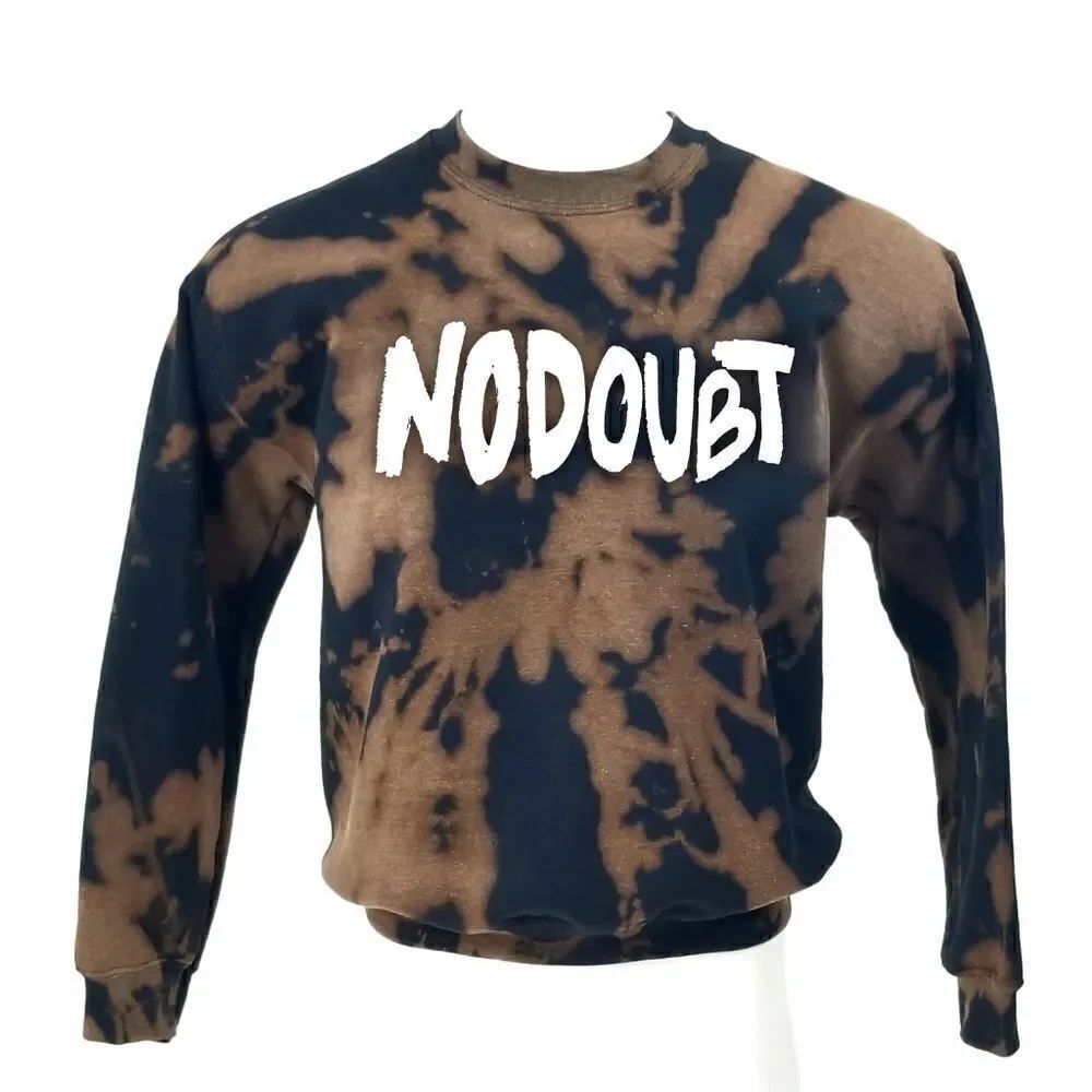 NO DOUBT Ska Punk Rock Band Acid Washed, Distressed Pullover Crewneck Sweatshirt